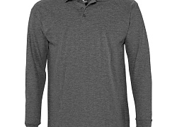 Рубашка поло мужская с длинным рукавом Winter II 210 черный меланж