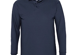 Рубашка поло мужская с длинным рукавом Winter II 210 темно-синяя
