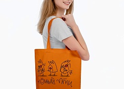 Холщовая сумка «Полный птц», оранжевая