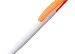 Ручка шариковая Bento, белая с оранжевым
