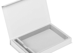 Коробка Silk с ложементом под ежедневник 15х21 см и ручку, белая